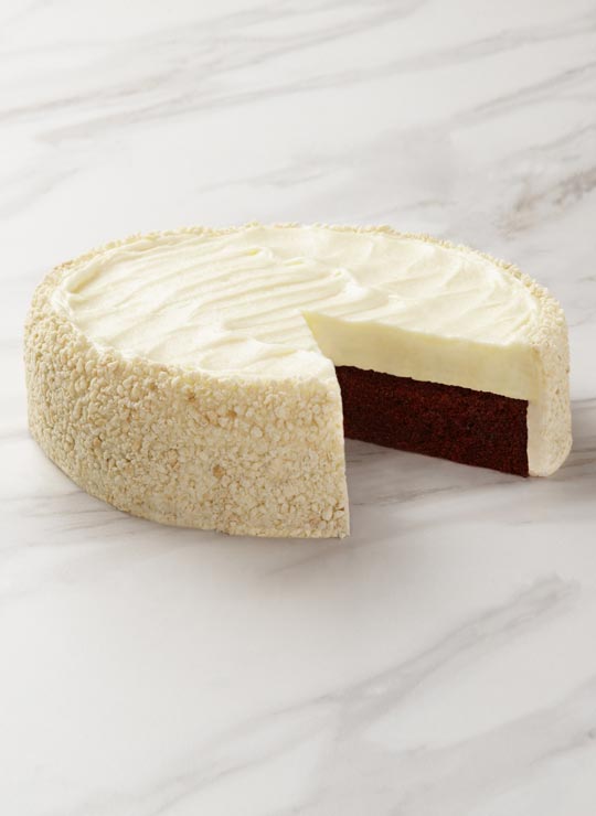 A slice of Red Velvet Cake Cheesecake